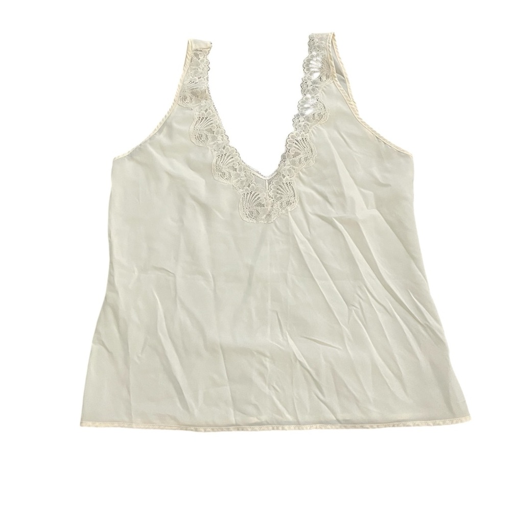 Vintage Lady Lynne Cream Lingerie Sleeveless V Neck Top Medium
